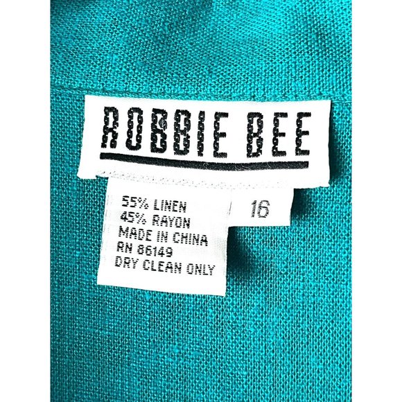 VTG 90's Robbie Bee Linen Blend Maxi Shell Button Front Dress, Women's Size 16 - Picture 14 of 16